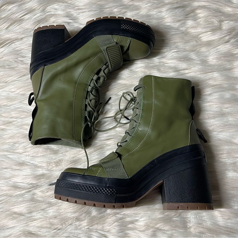 Converse Olive Green Platform Combat Boots - Picture 2 of 10